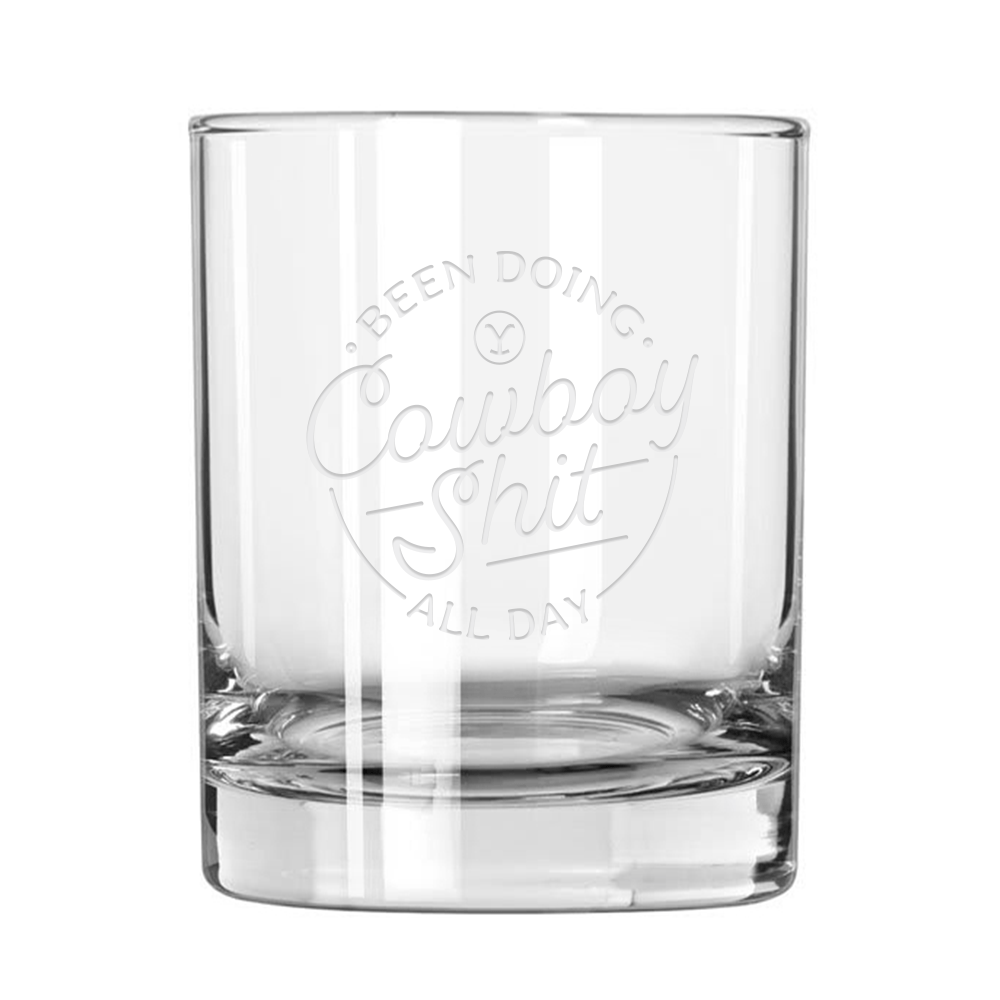 Yellowstone Cowboy Laser Engraved Rocks Glass - Paramount Shop