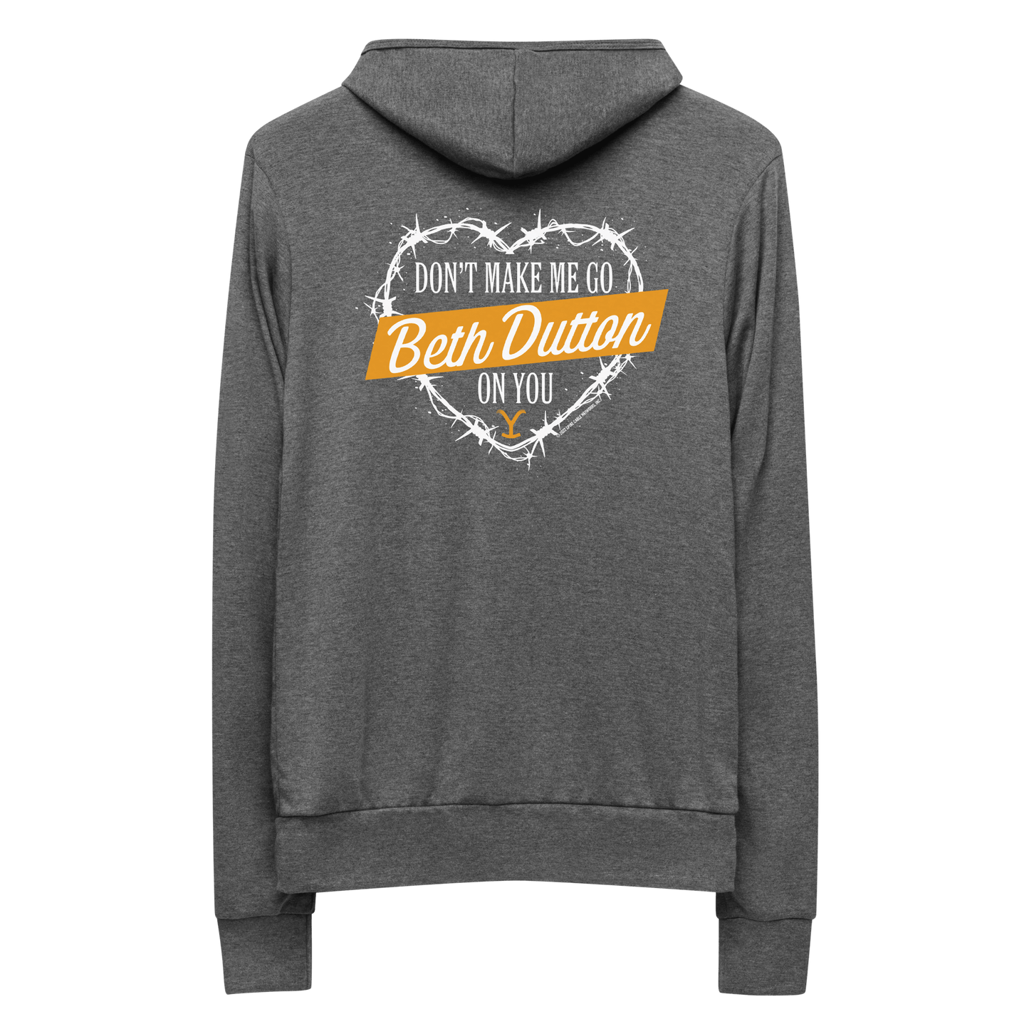 Yellowstone Don't Make Me Go Beth Dutton On You Heart Lightweight Zip - up Hooded Sweatshirt - Paramount Shop