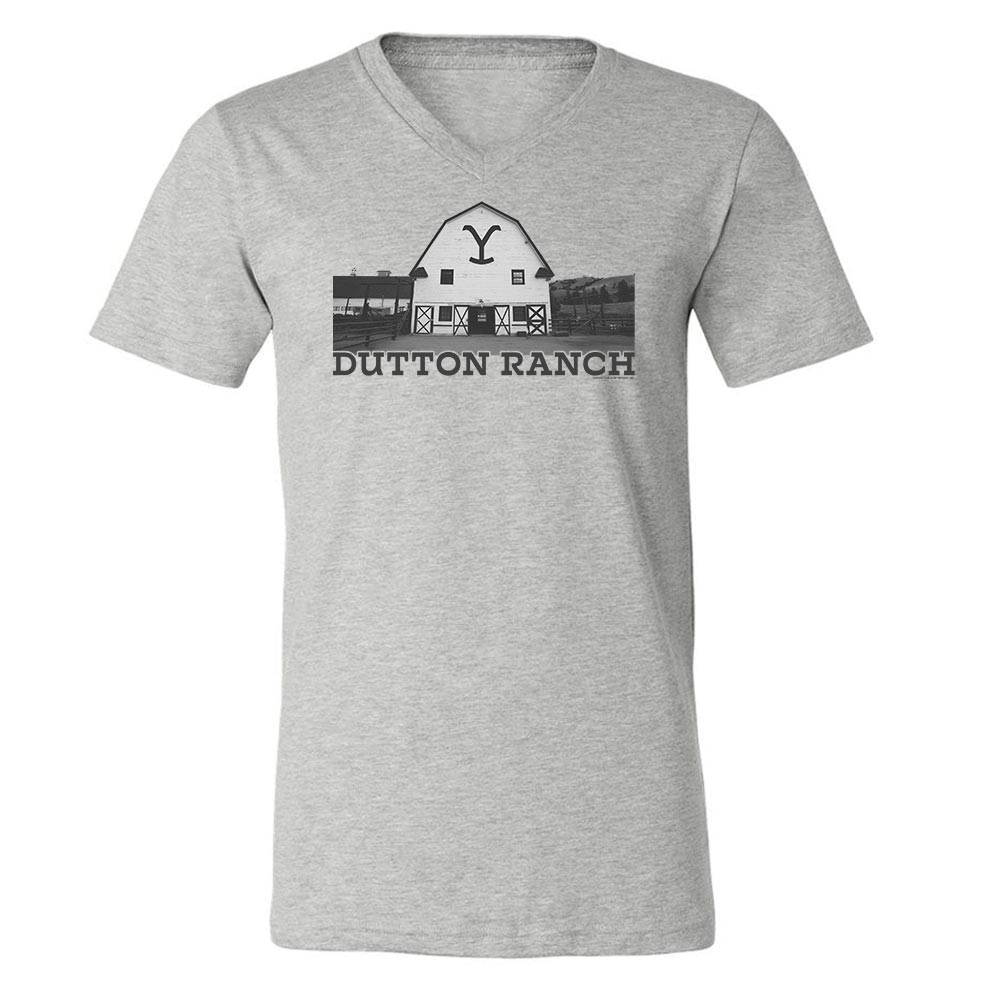Yellowstone Dutton Ranch Barn Adult V - Neck T - Shirt - Paramount Shop
