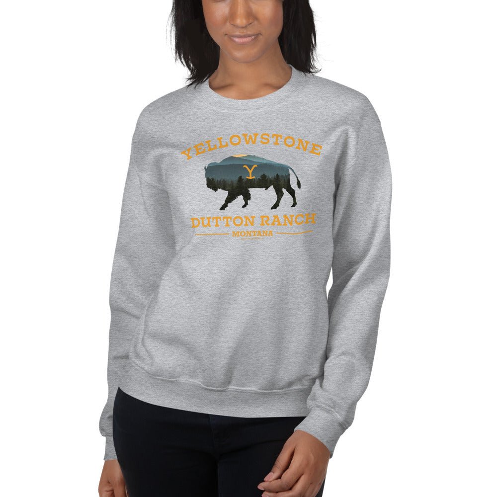 Yellowstone Dutton Ranch Bison Fleece Crewneck Sweatshirt - Paramount Shop