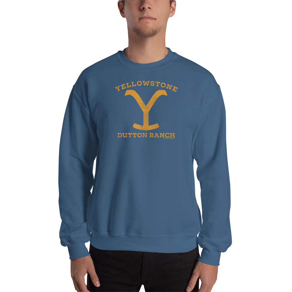 Yellowstone Dutton Ranch Distressed Logo Fleece Crewneck Sweatshirt - Paramount Shop