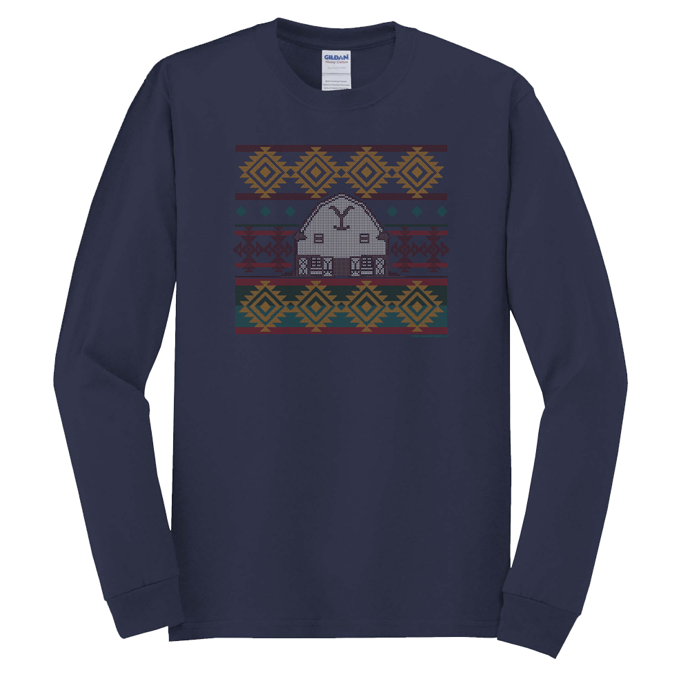 Yellowstone Dutton Ranch Holiday Barn Adult Long Sleeve T - Shirt - Paramount Shop