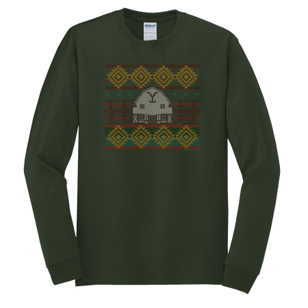 Yellowstone Dutton Ranch Holiday Barn Adult Long Sleeve T - Shirt - Paramount Shop