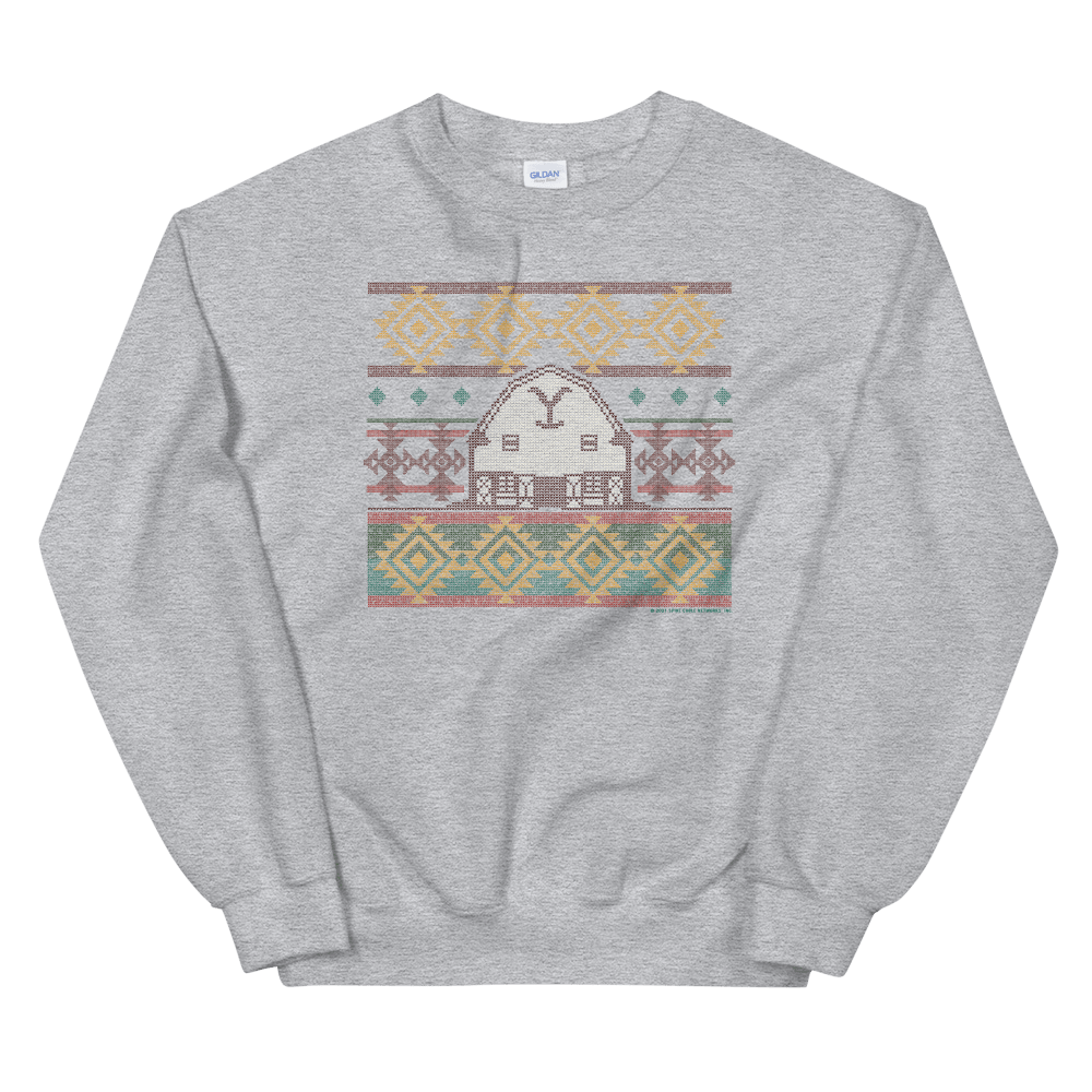 Yellowstone Dutton Ranch Holiday Barn Fleece Crewneck Sweatshirt - Paramount Shop