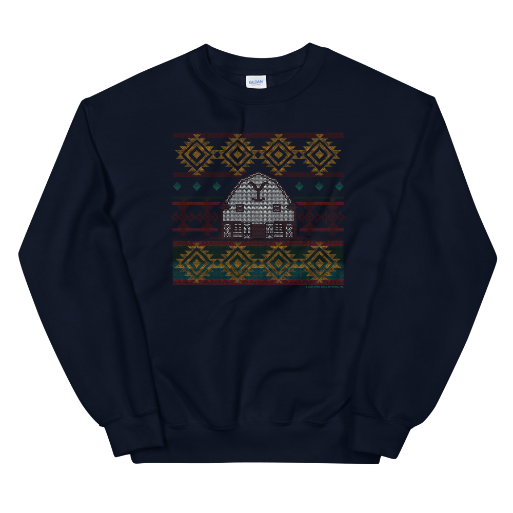 Yellowstone Dutton Ranch Holiday Barn Fleece Crewneck Sweatshirt - Paramount Shop