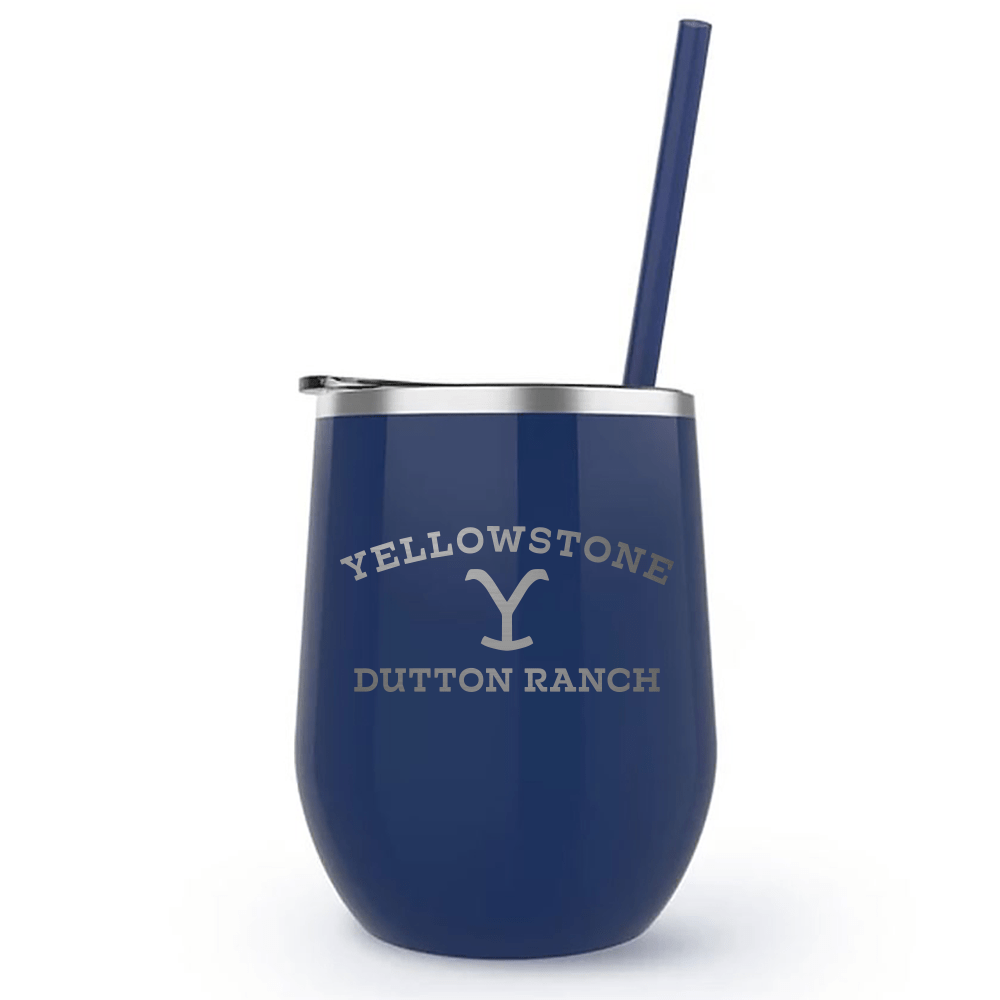 Yellowstone Dutton Ranch Logo Laser Engraved Wine Tumbler with Straw - Paramount Shop