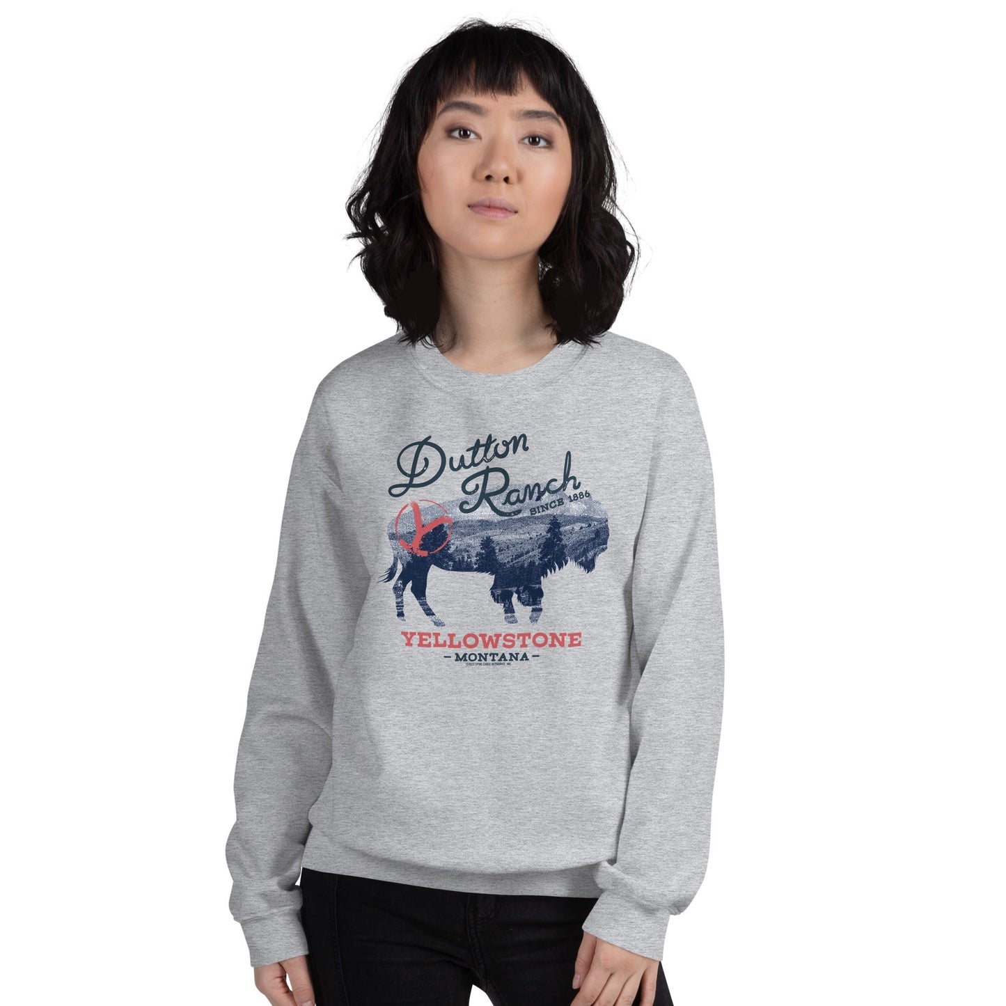 Yellowstone Dutton Ranch Montana Bison Fleece Crewneck Sweatshirt - Paramount Shop