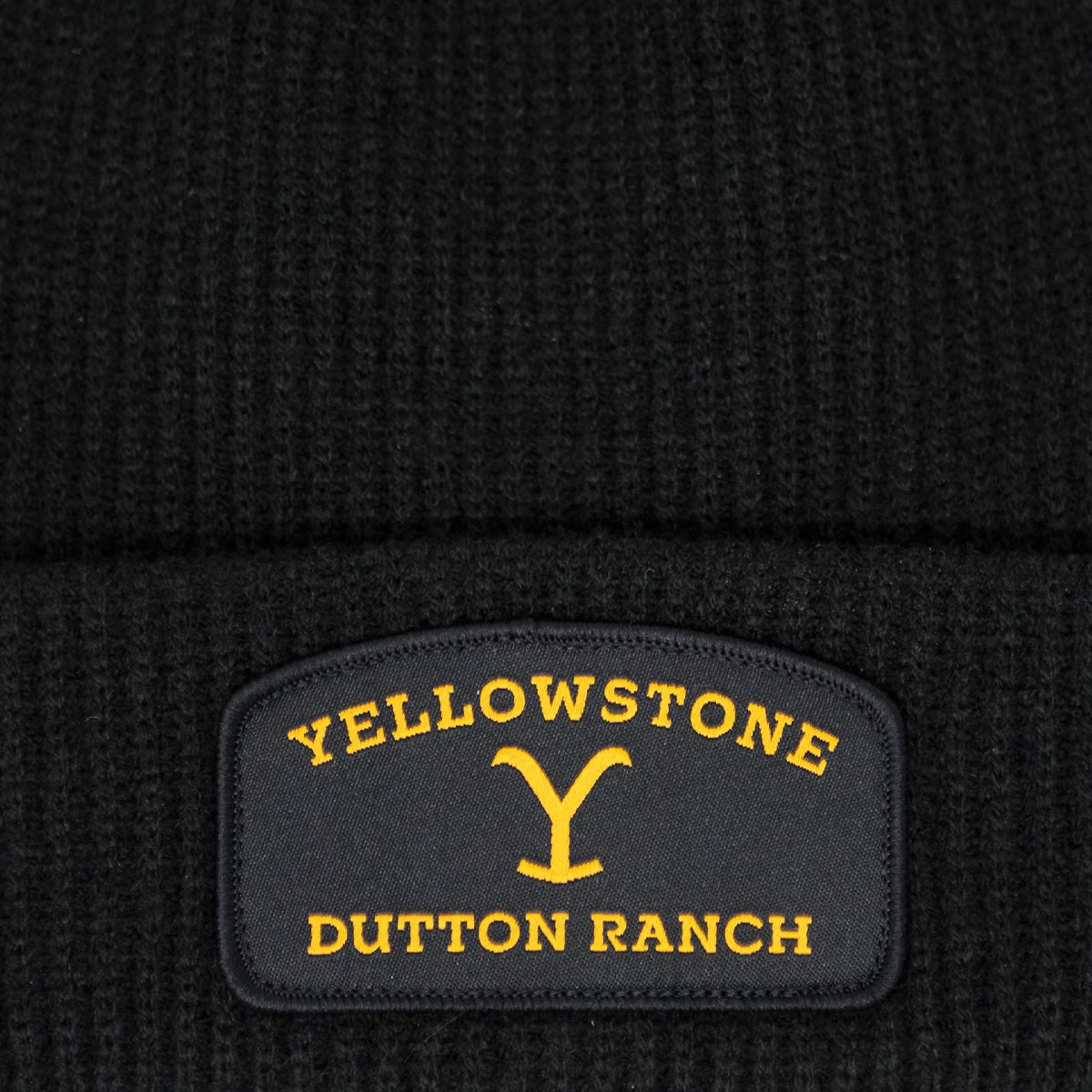 Yellowstone Dutton Ranch Patch Logo Black Beanie - Paramount Shop