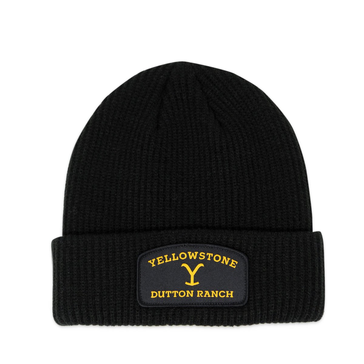 Yellowstone Dutton Ranch Patch Logo Black Beanie - Paramount Shop