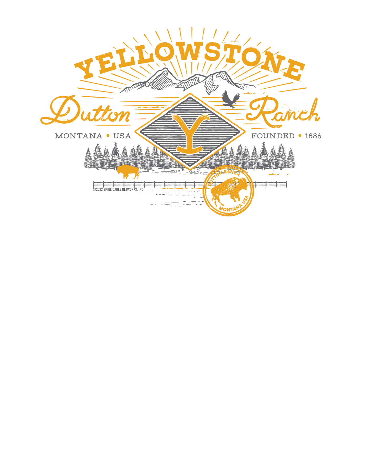 Yellowstone Dutton Ranch Scenery Back Print Short Sleeve T - Shirt - Paramount Shop