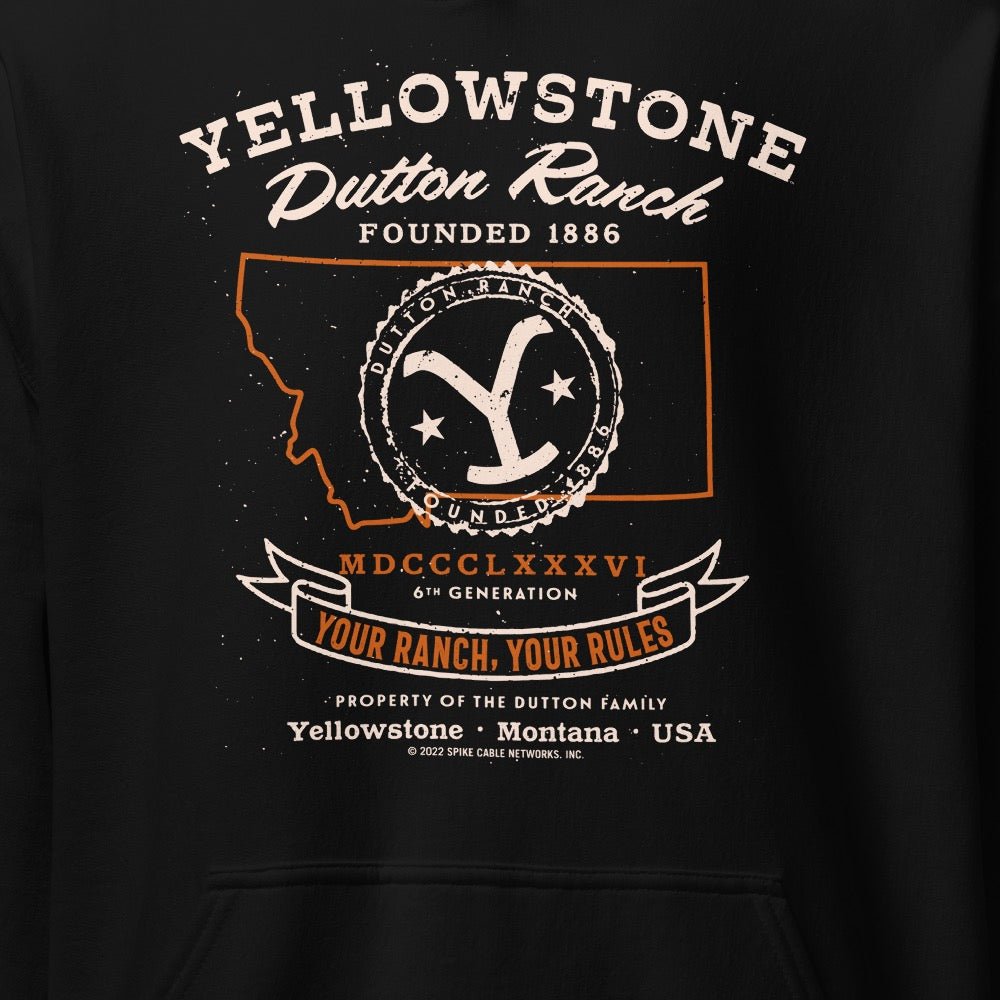 Yellowstone Dutton Ranch Your Ranch Your Rules Hooded Sweatshirt - Paramount Shop