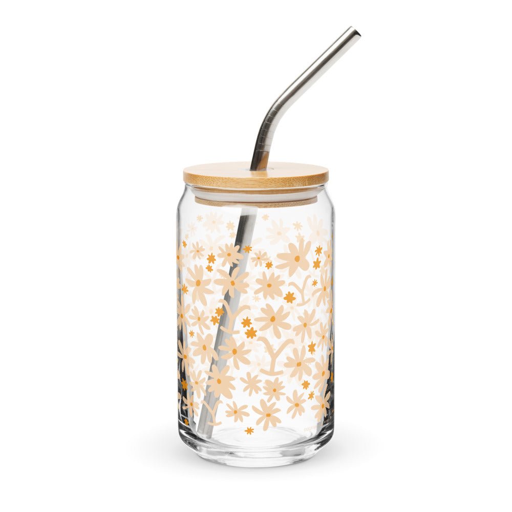 Yellowstone Floral Can Glass With Lid - Paramount Shop