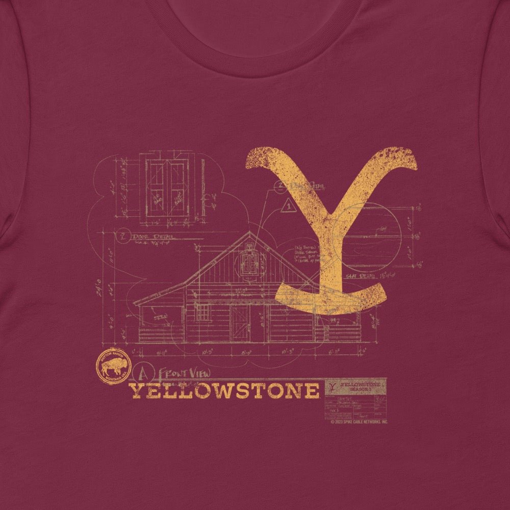 Yellowstone Historic Blueprint T - Shirt - Paramount Shop