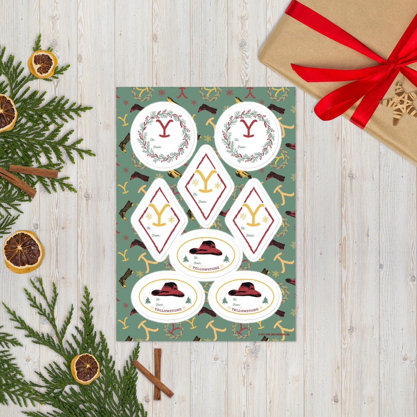 Yellowstone Holiday Icons Gift Sticker Sheet - Paramount Shop