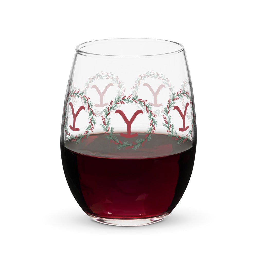 Yellowstone Holiday Wreath Wine Glass - Paramount Shop