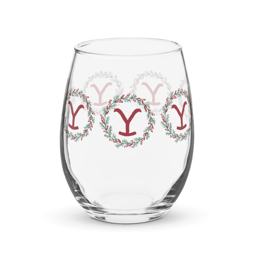 Yellowstone Holiday Wreath Wine Glass - Paramount Shop