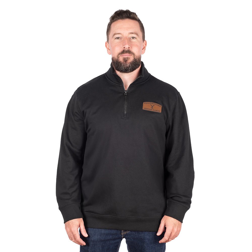 Yellowstone Leather Patch Quarter Zip - Paramount Shop