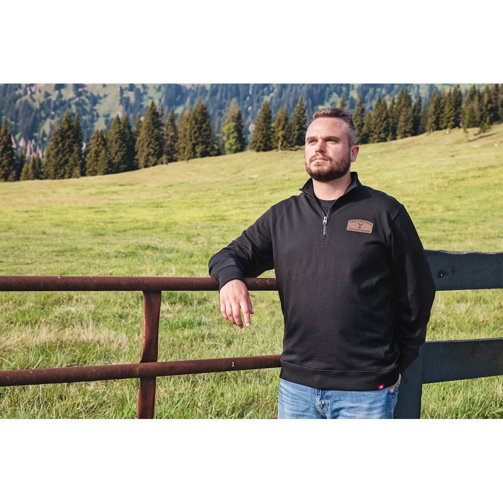 Yellowstone Leather Patch Quarter Zip - Paramount Shop