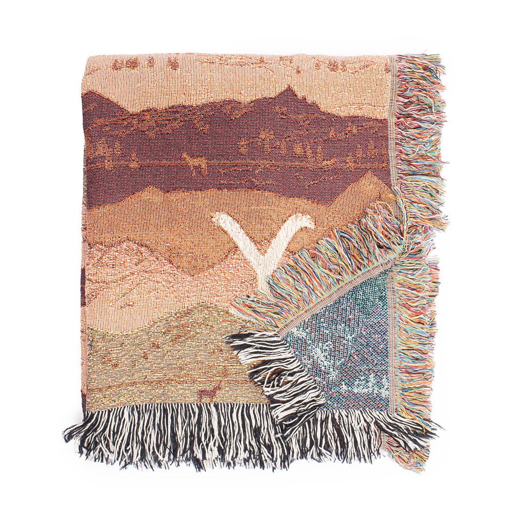 Yellowstone Mountains Pattern Woven Blanket - Paramount Shop