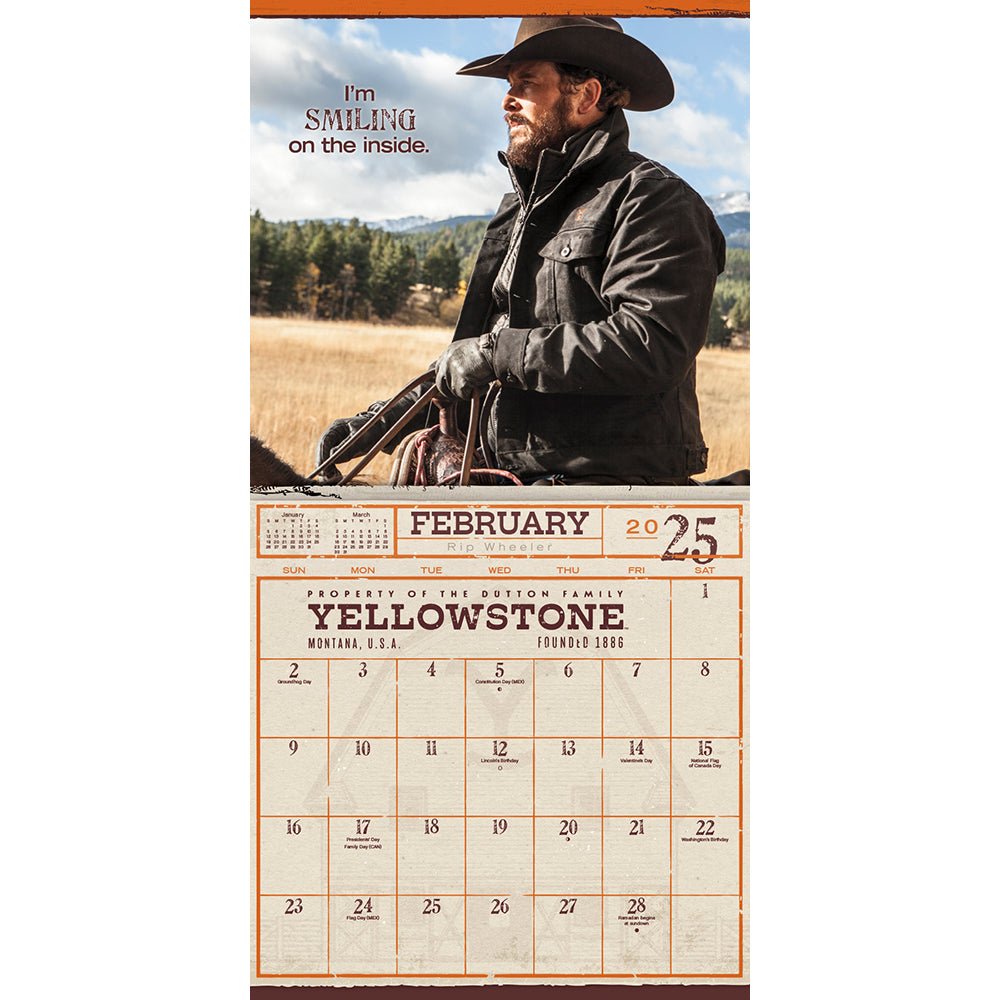 Yellowstone Rip Wheeler 2025 16 - Month Wall Calendar - Paramount Shop