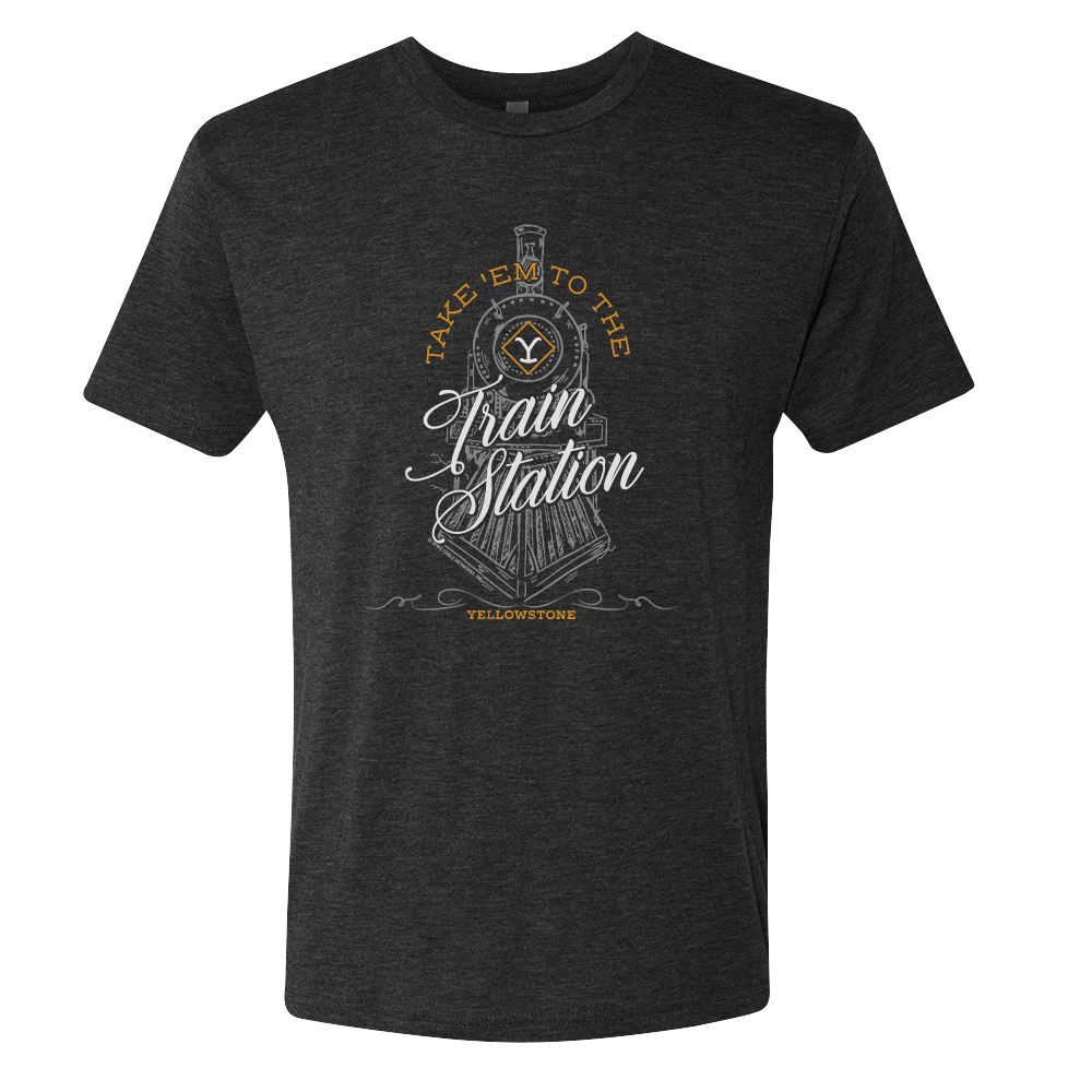 Yellowstone Take 'Em To The Train Station Adult Tri - Blend T - Shirt - Paramount Shop