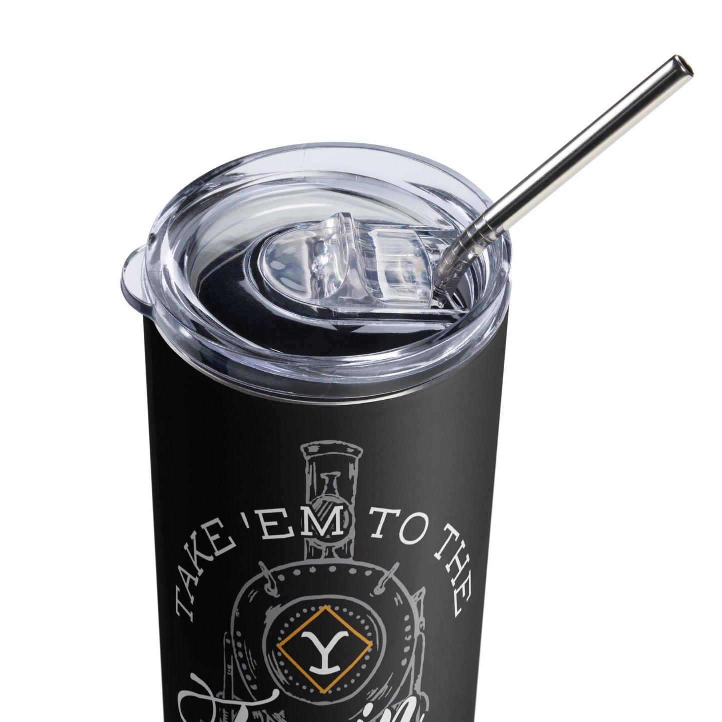 Yellowstone Take 'Em To The Train Station Stainless Steel Tumbler with Straw - Paramount Shop