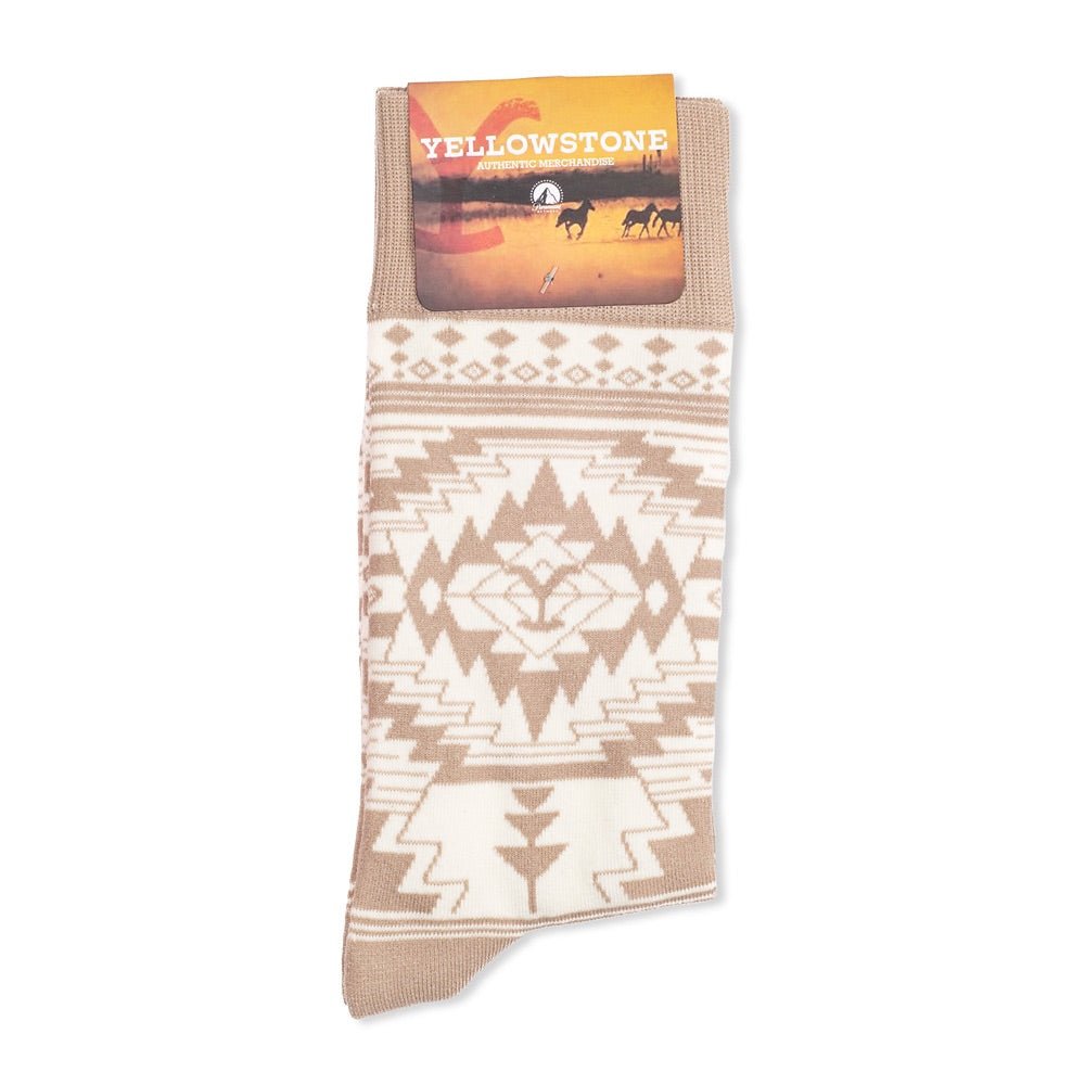 Yellowstone White Aztec Logo Socks - Paramount Shop