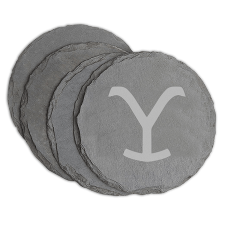 Yellowstone Y Logo Etched Slate Coasters - Paramount Shop