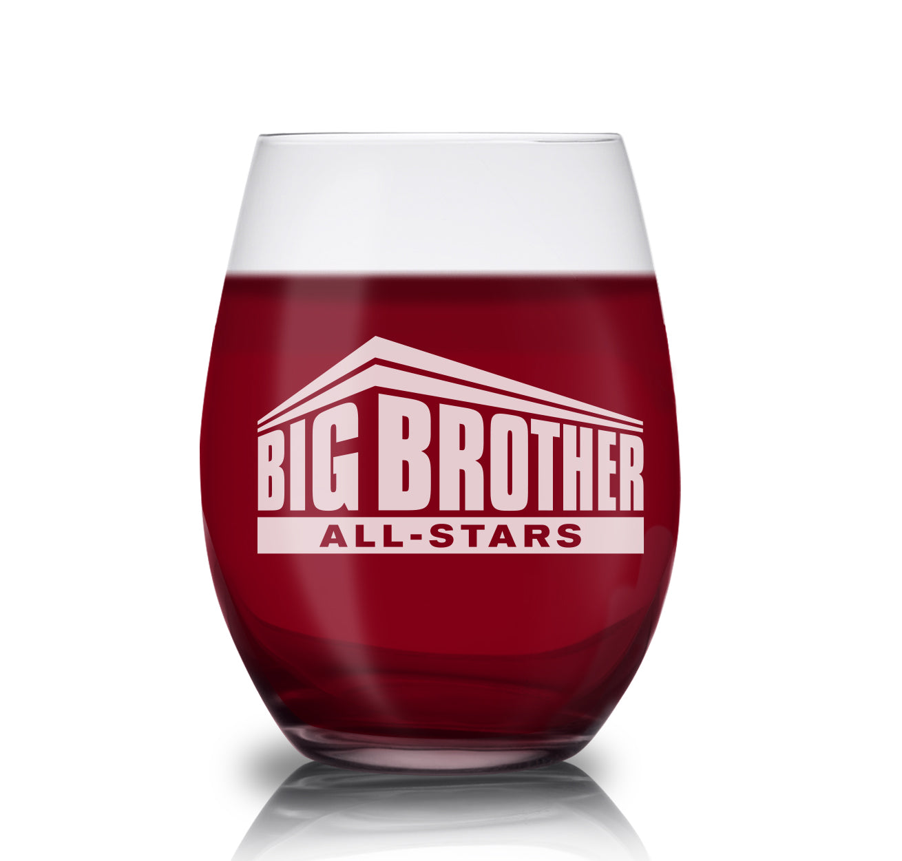 Big Brother All-Stars Logo Copa de vino sin tallo grabada con láser