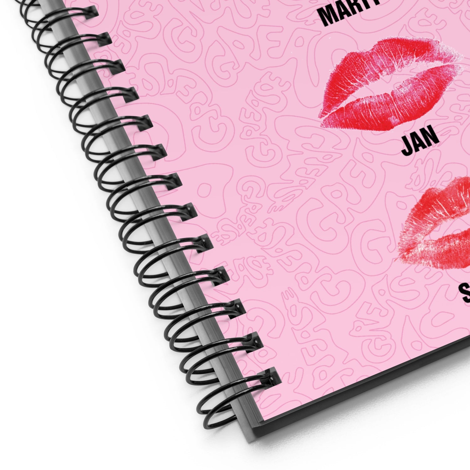Grease Pink Ladies Kisses Spiral Notebook