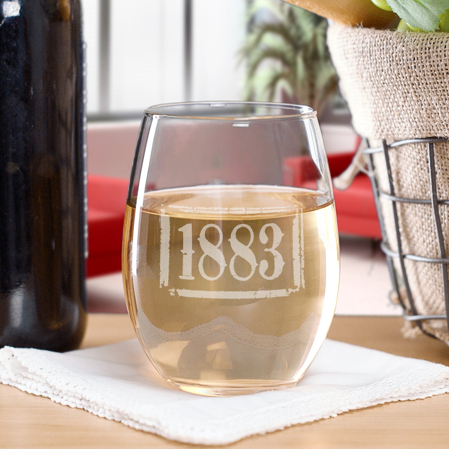 Yellowstone 1883 Logo Lasergraviertes stielloses Weinglas