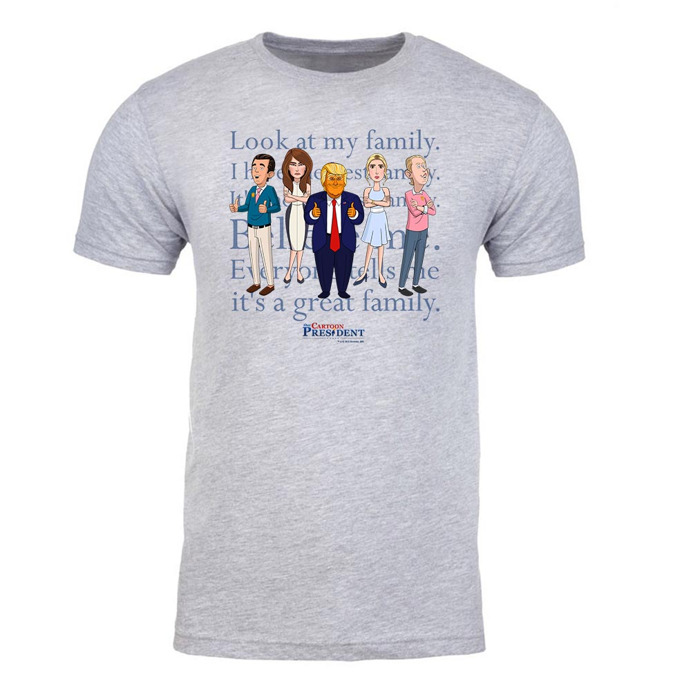 Our Cartoon President Familia Trump Adultos Camiseta de manga corta