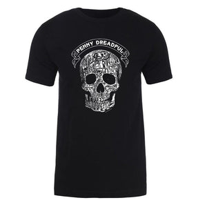 Penny Dreadful Line Art Totenkopf Erwachsene Kurzärmeliges T-Shirt