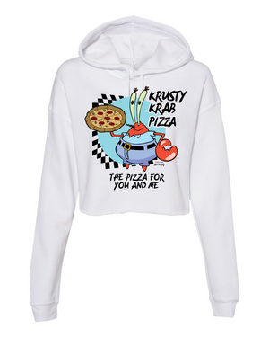 Spongebob Schwammkopf die Krusty Krabbe Pizza Womens Cropped Fleece Hooded Sweatshirt