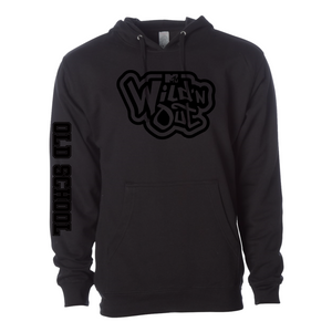 Wild 'N Out Negro sobre negro Old School Sudadera con capucha lateral