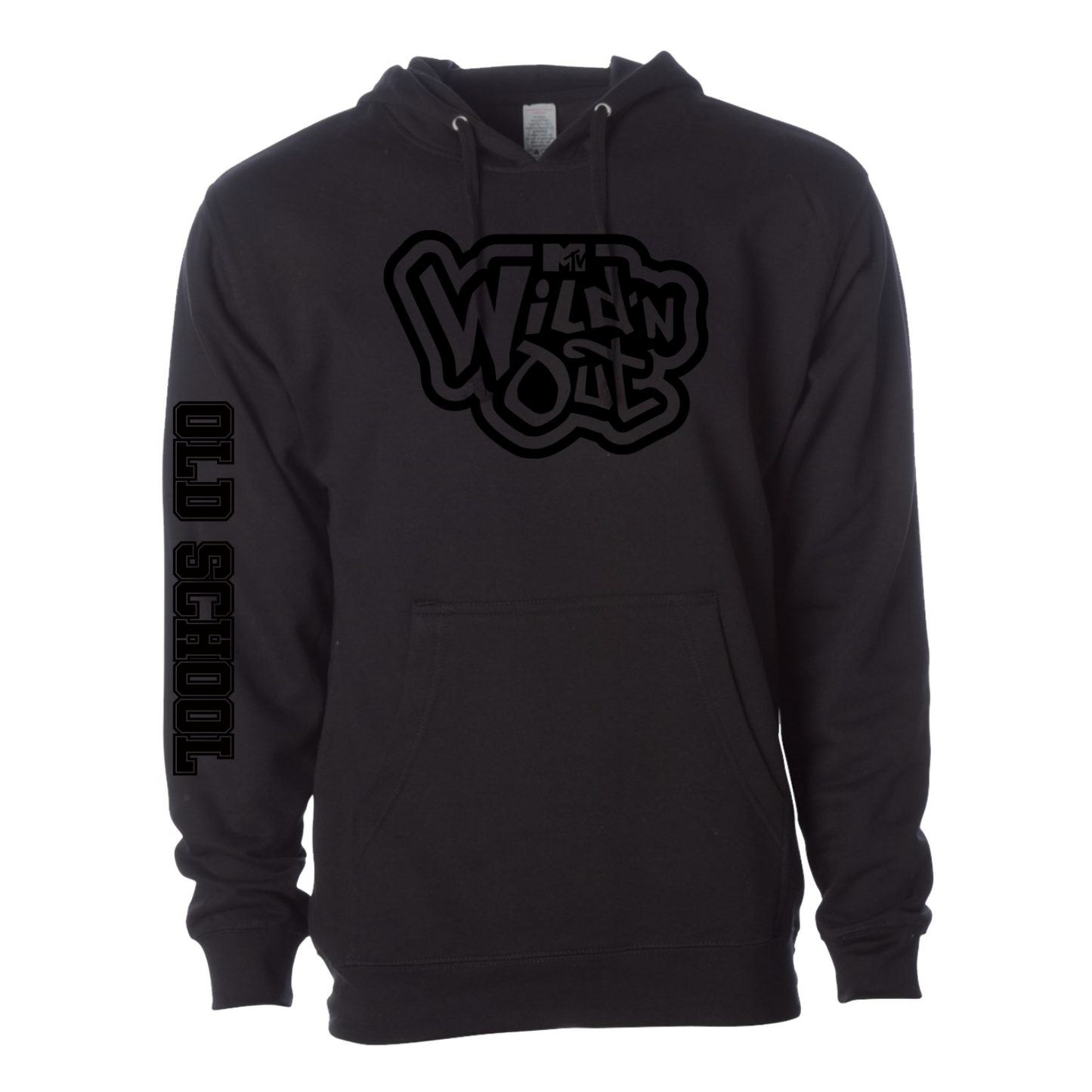 Wild 'N Out Negro sobre negro Old School Sudadera con capucha lateral