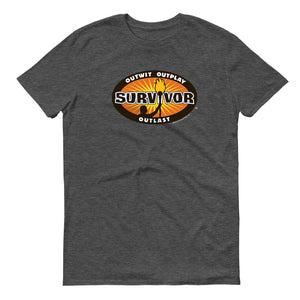 Survivor Übertrumpfen, überspielen, überdauern Logo Grau Erwachsene Kurzärmeliges T-Shirt