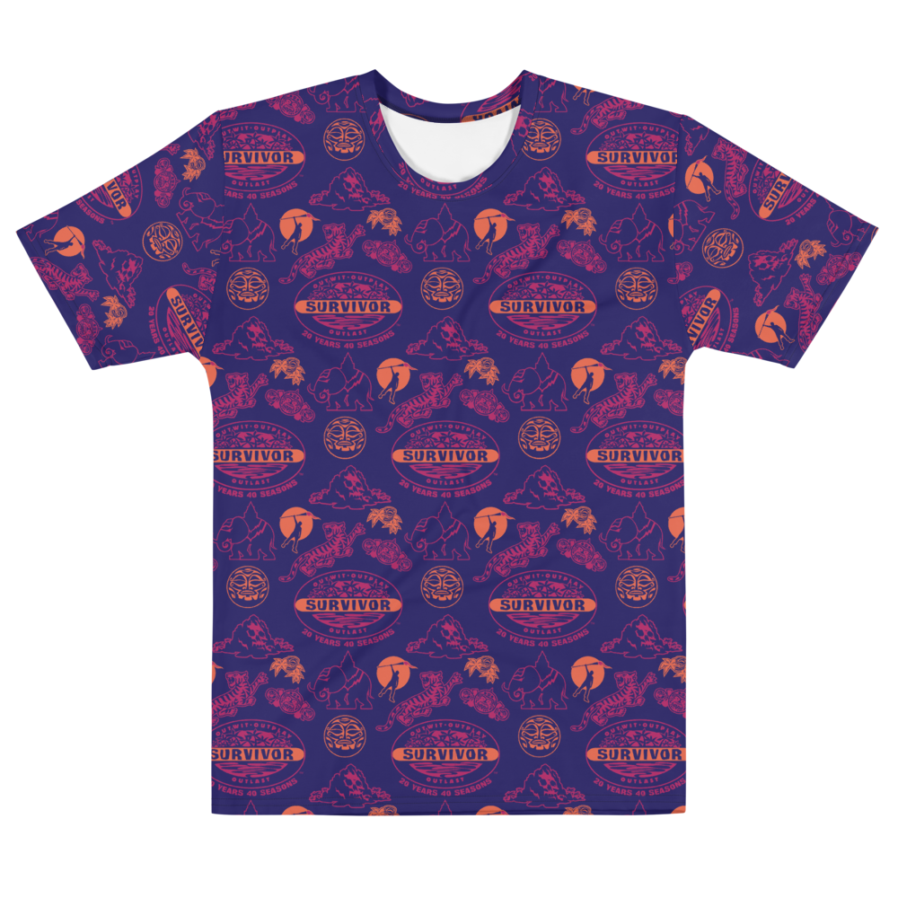 Survivor 20 Jahre 40 Jahreszeiten All Over Purple Pattern Erwachsene All-Over Print T-Shirt