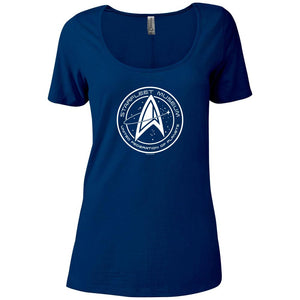 Star Trek Sternenflottenmuseum DamenEntspanntes T-Shirt mit Rundhalsausschnitt
