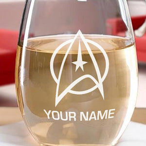 Star Trek: The Original Series Delta Personalizado Copa de vino sin tallo grabada con láser