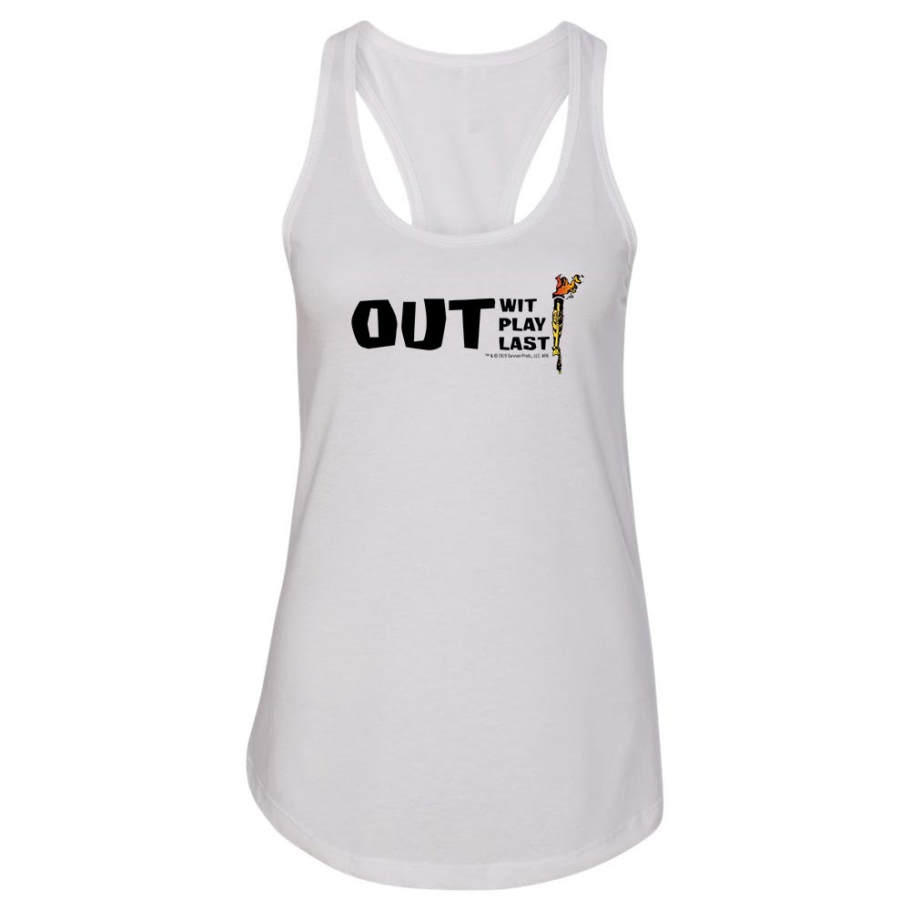 Survivor Out Wit, Play, Last Mujeres's Racerback Tank Top