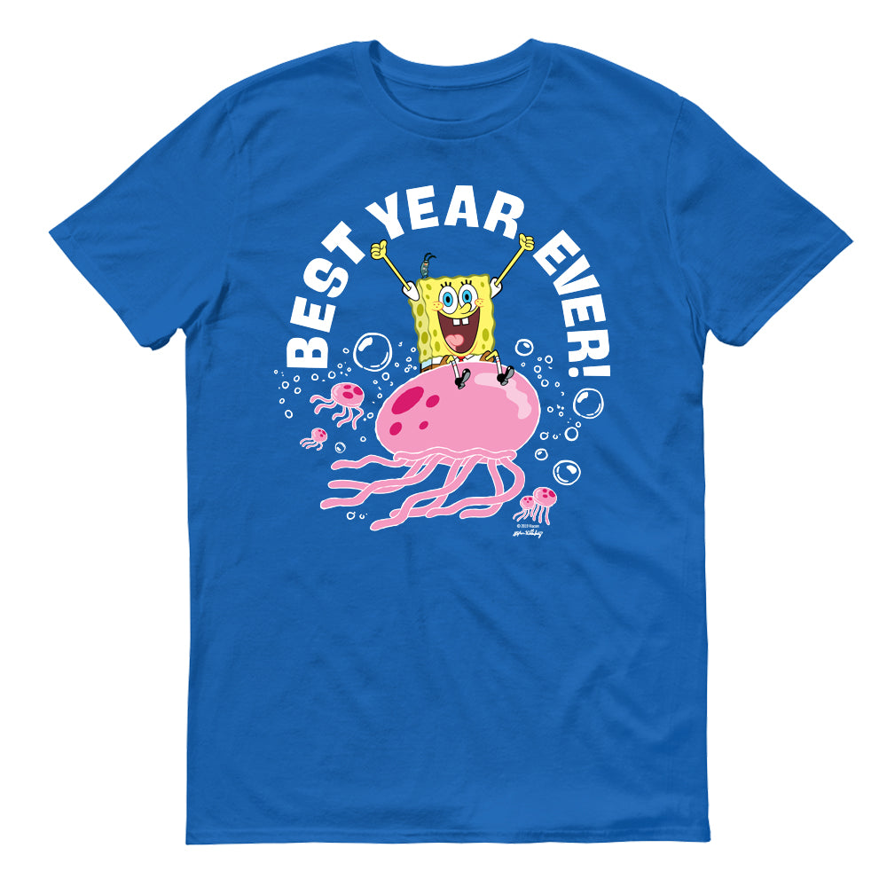 Spongebob Schwammkopf Best Year Ever Qualle Erwachsene T-Shirt mit kurzen Ärmeln