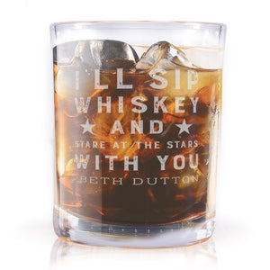 Yellowstone Sip Whiskey And Stare At The Stars Rocks Glass