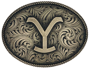 Yellowstone Dutton Ranch Gold Y Logo Hebilla de cinturón